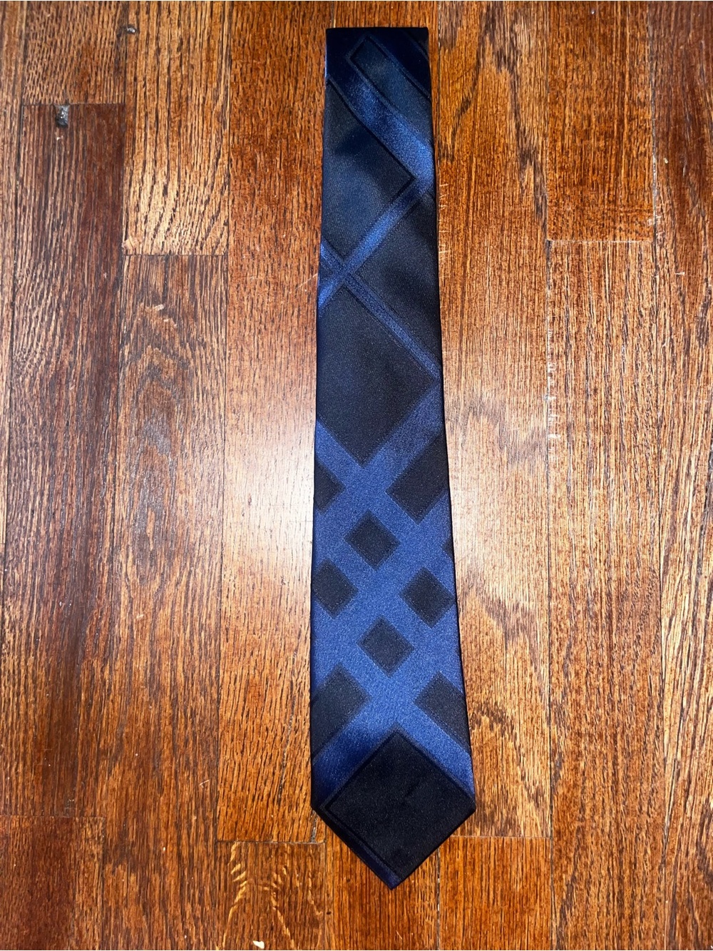 Burberry Navy and Black Geometric Silk Tie